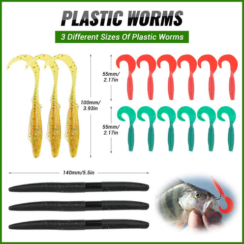 All In One Pro Grade Fishing Lures Kit With Crankbaits, Spinnerbaits, Plastic Worms, Jigs, Topwater Lures, Tackle Box And More Gear