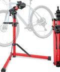 Heavy Duty E Bike Repair Stand With Beefy 110 Lb Capacity, Ultra Stiff 6070 Aluminum Frame, High Strength Steel Clamp, Pro Mechanic Work Stand For E Bikes, Mountain And Road Bikes, Rust Resistant, Red