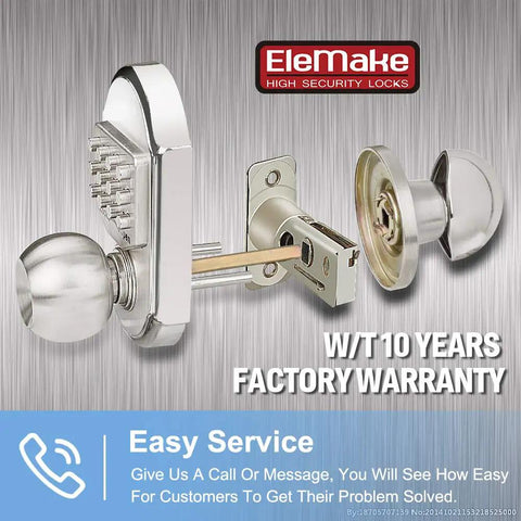 Fully Mechanical Keyless Entry Keypad Deadbolt Door Lock In 304 Stainless Steel Battery Free Security With Passcode Or Key Option Heavy Duty Durable Home Access Control product with warranty information on display.