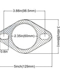 Premium 2.25 Inch Exhaust Gasket With Fire Ring For 60mm 2 Bolt Flange Graphite Construction showing detailed dimensions.