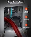 Close-up of Heavy Duty Wire Stripper Machine with hand crank or drill powered modes, stripping copper cable. Q235 frame visible.