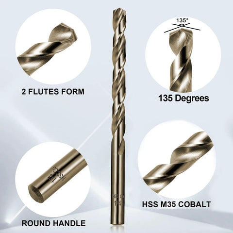 Cobalt Drill Bit Set For Hardened Metal And Stainless Steel 122 Pieces M35 High Speed Steel Twist Jobber Bits details