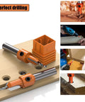 Premium Countersink Drill Bit Set For Woodworking And Timber Brings Legit Heavy Hitter Performance With A Sharp Three Pointed Edge Cut From Tough Carbon Steel To Sink Screws Fast Includes Six Must Have Sizes Plus A Solid Hex Key Wrench displayed with adjustable depth control in use on wood.