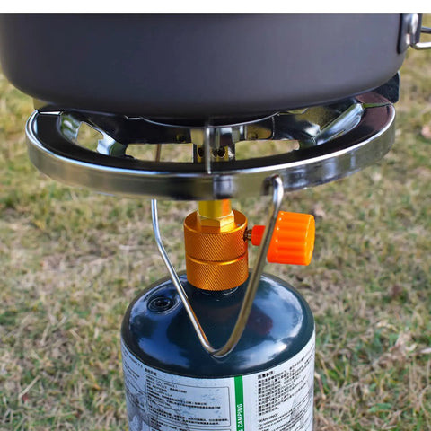 Portable Propane Camp Stove With 10,000 BTU Bottle Top Burner, Single Adjustable Flame, Includes 1 Lb Tank Base and Bracket