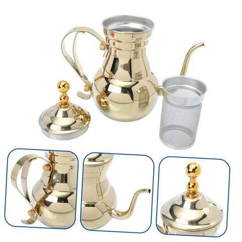 Arabic Coffee Pot Hand Drip Kettle For Manual Coffee Maker Turkish Style Pour Over Brewer Long Anti Drip Spout Boiling Kettle
