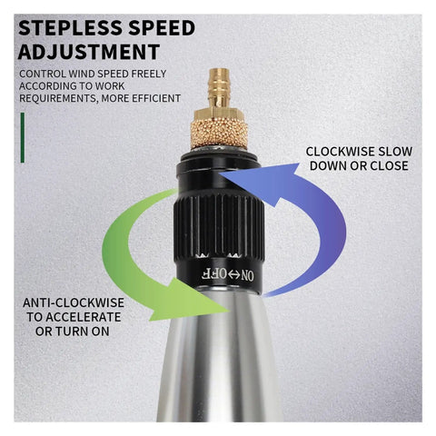 Hardcore Pneumatic Micro Air Pencil Die Grinder focusing on stepless speed adjustment control for precision grinding tasks.