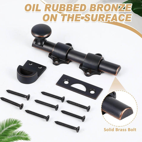 2 Pack 6 Inch Heavy Duty Solid Brass Dutch Door Bolt Slide Latch Door Hardware Locks Bronze Finish Attic Latch