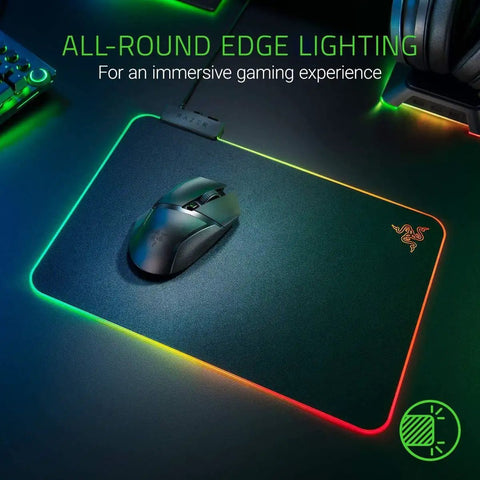 Image of a Hard RGB Gaming Mouse Pad V2 with customizable chroma lighting, micro-textured surface, and built-in cable management.