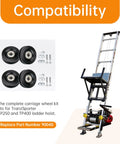Carriage Wheel Kit For Ladder Hoist Replacement Parts TP250 TP400 4 Pack Rugged Carbon Steel Wheel Assembly shown with ladder hoist