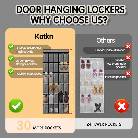 Over The Door Shoe Organizer With 30 Breathable Mesh Pockets Large Capacity Hanging Closet Rack comparison chart