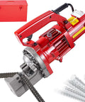 Heavy Duty Handheld Rebar Cutting Saw With 1250W Electric Hydraulic Power next to steel rebar and stainless steel case.
