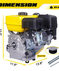 Rugged 7HP 212cc Gas Engine Horizontal Shaft 4-Stroke OHV With Recoil Start dimensions and design features