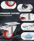 Stainless Steel 3 Inch Caster Wheels With Brakes Heavy Duty 304 Stainless Casters Set Of 4 Anti Corrosion Industrial Castors