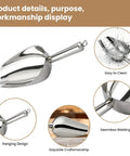 12 Oz 304 Stainless Steel Ice Scoop With Magnetic Hook Heavy Duty Bar Kitchen Scoop For Ice Maker And Freezer Large Scoop