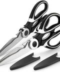 2 Piece Garden Shears And Flower Scissors Set With 2.5mm Thick Stainless Steel Blades, black handles and protective covers