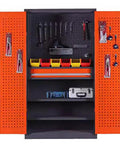 Beefy Extra Tall Metal Tool Cabinet With Lockable 2 Doors Heavy Duty Steel Garage Storage Cabinet For Tools Gear And Supplies Large Capacity Durable Warehouse Basement Organizer open with tools