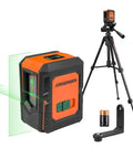 Pro Grade Laser Level With Tripod, 100 Ft Range, dual module self leveling cross line, with tripod and magnetic base shown