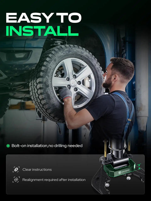 Mechanic installing 1 Inch Front Leveling Lift Kit For Chevy Silverado 1500 Tahoe Avalanche Suburban GMC Sierra Yukon