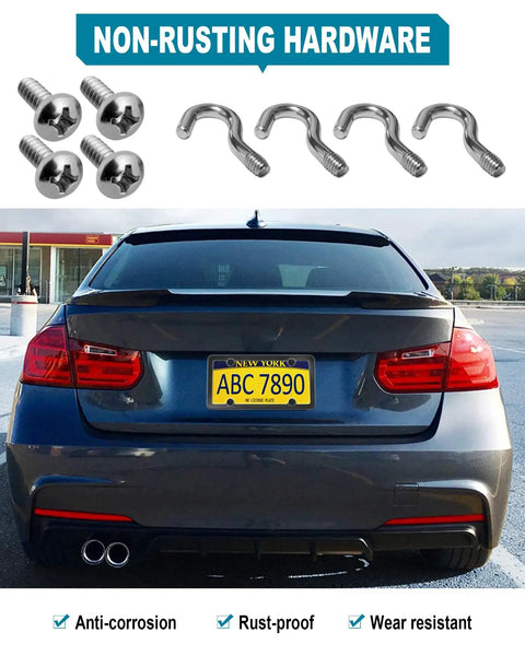 Magnetic License Plate Holder For Metal Bumpers 4 Pack Neodymium Magnets With Rubber Coated Mounts Black Aluminum Frame Screws No Drill Temporary Plate Solution For Dealers And Everyday Drivers displayed on a car bumper.
