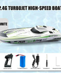 High Speed Brushless RC Boat With Fully Proportional Turbo Electric Remote Control For Realistic Water Racing Waterproof Speedboat For Adults Durable White Hull Precise Throttle And Steering For Boss-Level Dope Racers