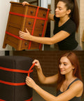 36 Pack Moving Blanket Rubber Bands Set For Heavy Duty Locking Down Furniture And Tarps Includes 42 Inch Red 30 Inch Green And 26 Inch Blue Straps Reusable Latex Blend That Stretches Without Snapping Built Tough For Moving And Storage used by women securing furniture and tarp.