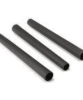 Three black plastic wands from the 1.25 Inch Extension Wands 3-Piece Set Durable Black Plastic For Wet Dry Vacuums Extended Reach