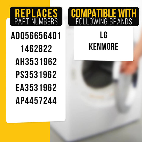 Dryer Lint Trap Screen Replacement for LG and Kenmore Elite Dryers part numbers and compatibility list displayed