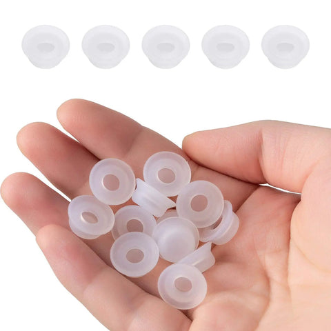 Hand holding silicone float valve gaskets from Must Have Replacement Float Valve Gaskets Kit For Instant Pot Pro Grade Instant Pot Duo 3 5 6 8 Qt Duo Plus Ultra Lux 3 8 Qt Not For Lux 5 6 Qt Includes Silicone Caps.