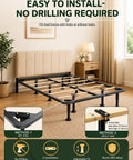 Solid As A Rock Adjustable Metal Bed Support Legs 4 Pack Heavy Duty Center Pillars 7 To 12.6 Inch Adjusts King Queen Frames installation method with bed slats.