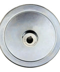 Top view of Beefy Eight Inch One Groove V Belt Pulley With Three Quarter Inch Bore 1020 Steel Zinc Plated Durable Motor Pulley