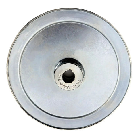 Top view of Beefy Eight Inch One Groove V Belt Pulley With Three Quarter Inch Bore 1020 Steel Zinc Plated Durable Motor Pulley