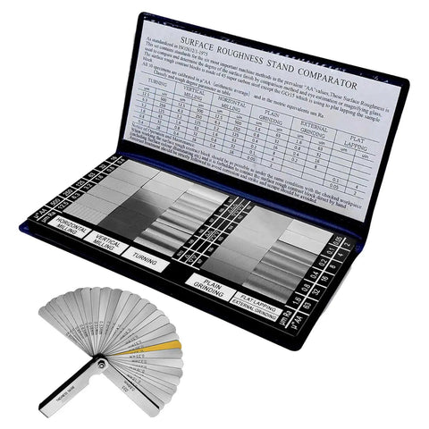 30 Piece Surface Roughness Comparators Set With Ra0.05-12.5mm Microfinish Blocks for Lathe Machining and Manufacturing QA, open view