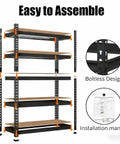 Heavy Duty Five Tier Metal Shelving Unit 48 By 24 By 72 Inches Industrial Storage Rack with boltless design and installation manual.