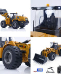 1 To 14 Scale RC Loader With Electric Lifting System featuring realistic lights, sound, and 2.4G 10CH radio control, ready to run.