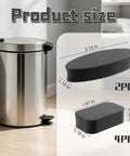 Six Pack Adhesive Trash Can Wall Guards No Drill Backing with size dimensions next to a trash can in modern setting.