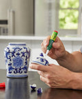 Precision Control Quick Dry Super Glue Pen for Plastic Ceramic Wood Metal and More in use fixing a broken ceramic lid