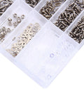 Legit Stainless Steel Micro Screw Nut Washer Assortment For Glasses Eyewear And Watches Jewelry Repair displayed in clear storage box.