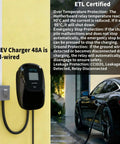 Level 2 EV Charger 48A 240V J1772 Connector ETL Certified For Home Use, Wall Mounted next to car charging