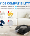 Washable And Reusable Wet Mopping Pads For iRobot Braava Jet M6 cleaning diagram showing removal of dust, oil stain, lint, hair