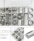 Ultimate 450Piece Aluminum Oil Drain Gasket Kit With 18 Sizes From 6mm To 24mm For Any Vehicle Maintenance Job And Superior Wear Resistant Seals You Can Trust, assorted washers in organizer case