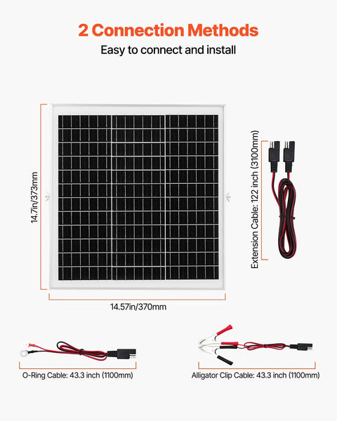20W 12V Solar Panel Battery Charger With Intelligent MPPT Controller and cables for easy connection