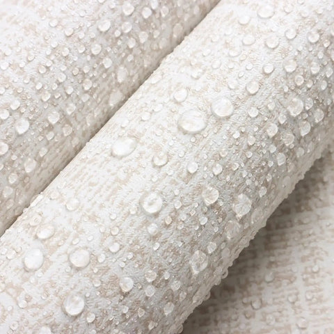 Close-up of Beige Grasscloth Peel And Stick Wallpaper For Cabinets Easy Install Self Adhesive Vinyl Wall Covering Faux Linen Texture 17.7In X 393.7In Roll Delivers Real Grasscloth Look Quick Renovation No Mess Durable And Lightweight with water droplets