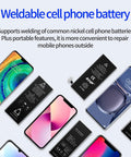 Weldable cell phone batteries and smartphones, supports nickel cell phone battery welding with portable features