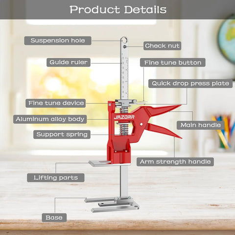 Zero Sweat Boss Approved Arm Jack For Labor Saving Furniture Lifter Tool With Ergonomic Leverage For Easy Couch Moves And Apartment Relocation Multipurpose Hoist Kit showing red aluminum body and lifting parts.