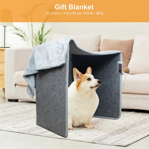 Dog under Foldable Leg Warmer With Soft Blanket Under Desk Heater 235W Personal Space Heater For Home Office Quiet Operation