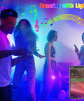 People dancing with colorful lighting from Beast Outdoor RGB LED Flood Light With Music And Mic Sync App Control IP66 Waterproof 2700K