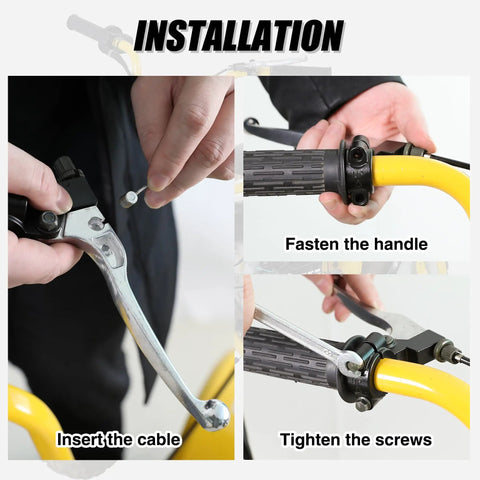 Installation of Ride Ready Mini Bike Throttle Assembly Kit With Brake Clutch Lever For Coleman CT100U showing handle and cable setup