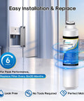Replacement Water Filter For Samsung Fridges 4 Pack Compatible With HAF CIN RF28HMEDBSR in a modern kitchen setting
