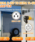 Image of Straight Up Heavy Duty 50 To 110 Volt Rv Adapter Converts Nema 5-15P Household Outlet To 14-50R Camper Socket.