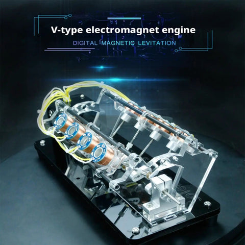 V Shaped Electromagnet Engine Model With 4 8 12 Coil Options And LED Design 5V Educational Science And Physics Lab Gear